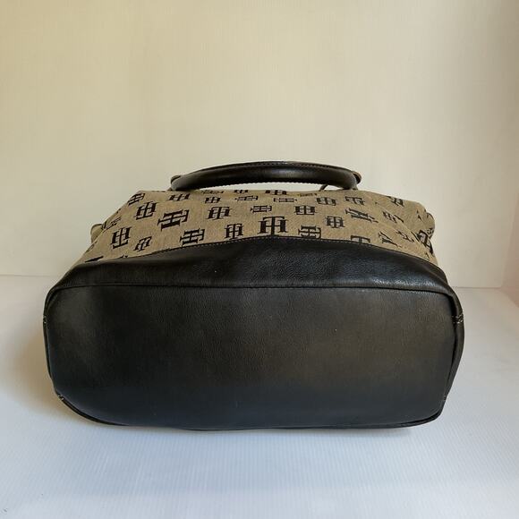 Vintage Tommy Hilfiger Monogram Tote – Black Beige Y2K - Picture 5 of 10
